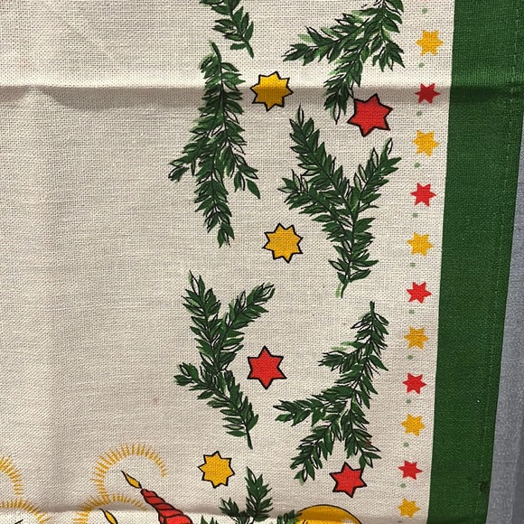 Colorful Christmas Table Runner Candles, Bows, Ornaments Pine Boughs/Cones Stars - Picture 6 of 16